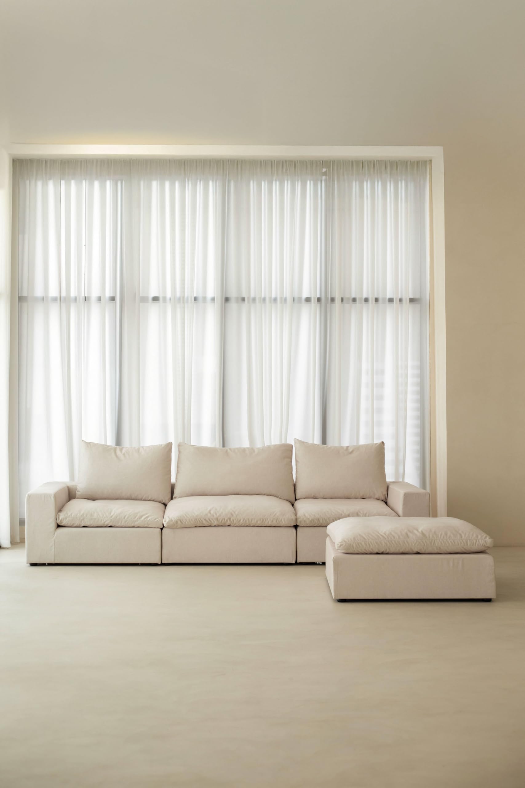 Orvella Light Beige Modular 2 Seater Sofa with Ottoman