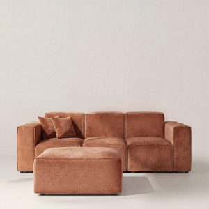 Aysun Warm Terracotta Modular Sofa with Ottoman