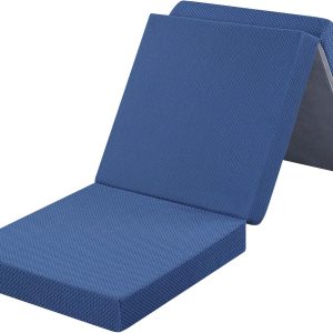 Tri-Folding Memory Foam Mattress Topper | Portable Bed, Collapsible and Washable Cover | Foldable Camping Floor Mattress Guest Bed for Camping