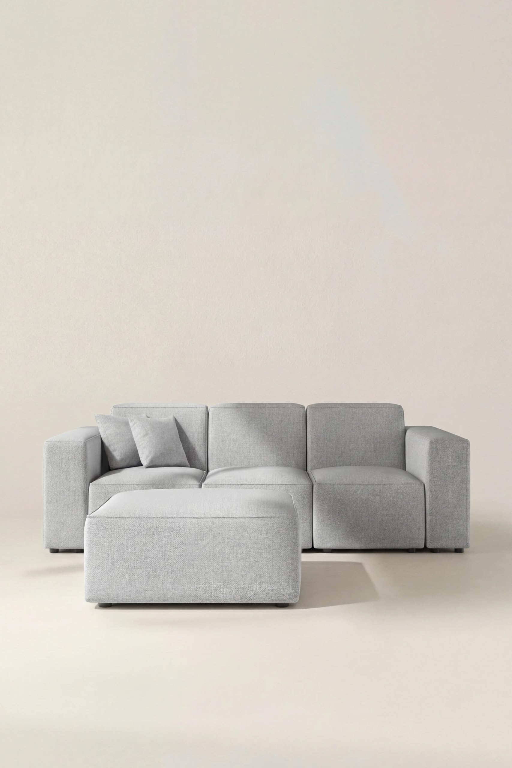 Aysun Silver Mist Modular Sofa with Ottoman