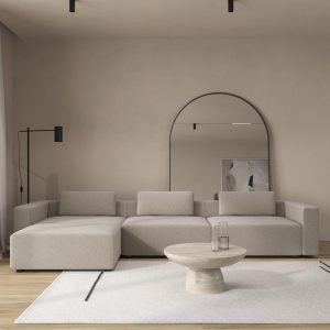Emersyn Taupe 3 Seater Modular Sofa with Ottoman