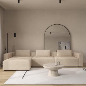 Emersyn Creamstone Glow 3 Seater Modular Sofa with Ottoman