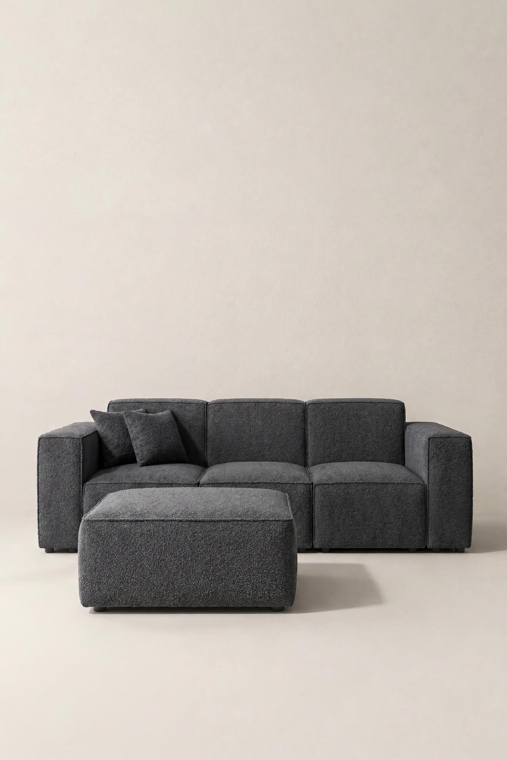 Aysun Charcoal Modular Sofa with Ottoman