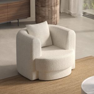 Aella Off White Boucle Lounge Sofa Chair