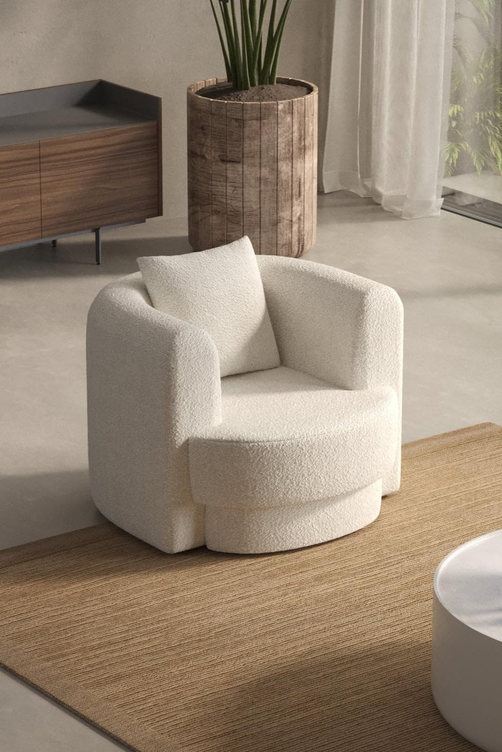Aella Off White Boucle Lounge Sofa Chair