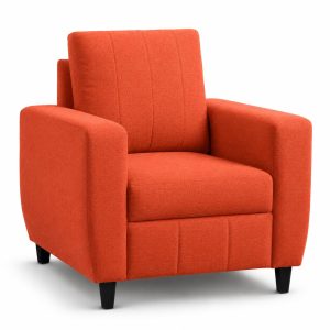 Modern Fabric Sofa Set | Upholstered Seating with Cushioned Comfort | Multiple Seater Configurations and Colours for Living Room and Office (Ember Orange, 1 Seater)