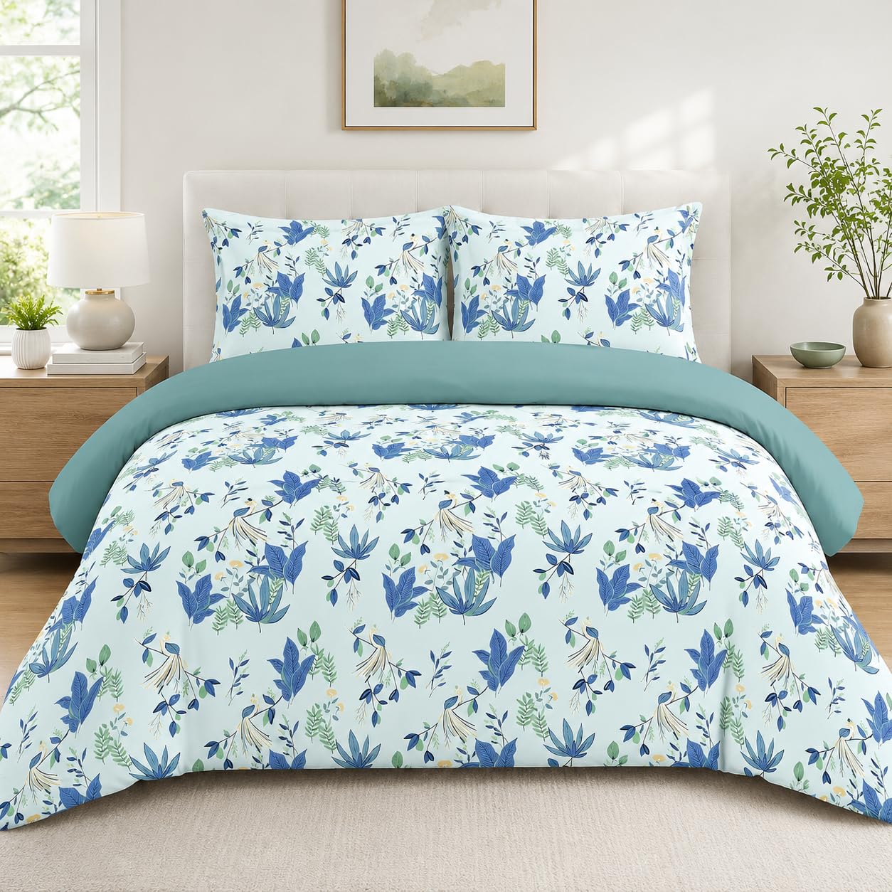 Home Mart Outlet Mix and Match 4-Piece Hotel Quality Bedding Set, Ultra-Soft 250 GSM Microfiber Duvet Cover, Fitted Sheet, 2 Pillowcases, Zipper (Muted Mint Green, Single 150x220, 150x220cm)