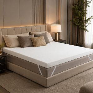 Home Mart Outlet 5 cm Luxury Gel Infused Memory Foam Mattress Topper, Queen 150 × 200 cm, Cooling Ventilated Foam, Breathable Cover, Anti-Slip Bottom & Elastic Straps
