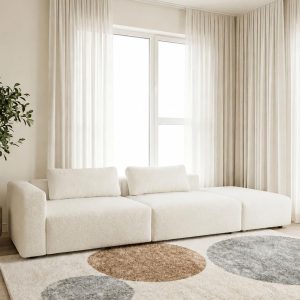 Emersyn Off White Boucle 2 Seater Modular Sofa With Right Facing