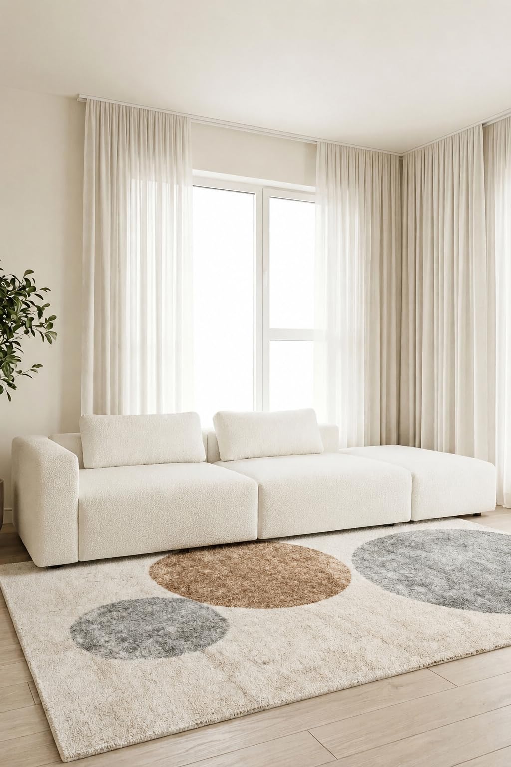 Emersyn Off White Boucle 2 Seater Modular Sofa With Right Facing