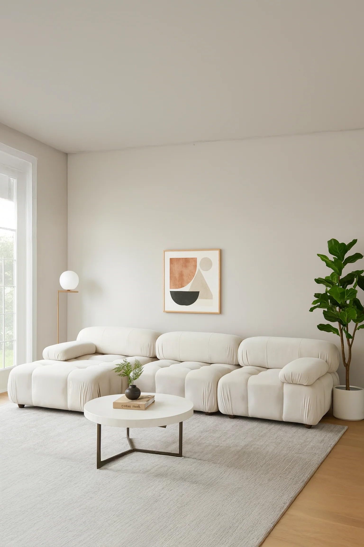 Nuvola Off White 3 Seater L-Shape Sofa Left Facing