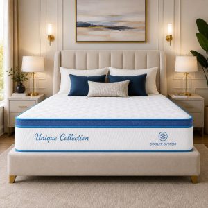 Marbella Cooler System 29cm Pocket Spring Mattress, Cooling Breathable Fabric, Individually Wrapped Springs, Motion Isolation, Pressure Relief & Firm Support, Double (200X120)