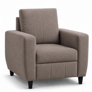 Modern Fabric Sofa Set | Upholstered Seating with Cushioned Comfort | Multiple Seater Configurations and Colours for Living Room and Office (Pebble Brown, 1 Seater)