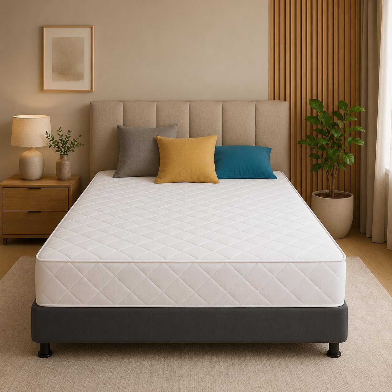 Home Mart Outlet Orthopedic Medical Mattress 15 cm, Full XL 150 × 190 cm, Firm Foam Support for Back Comfort, Breathable Quilted Fabric Cover, White