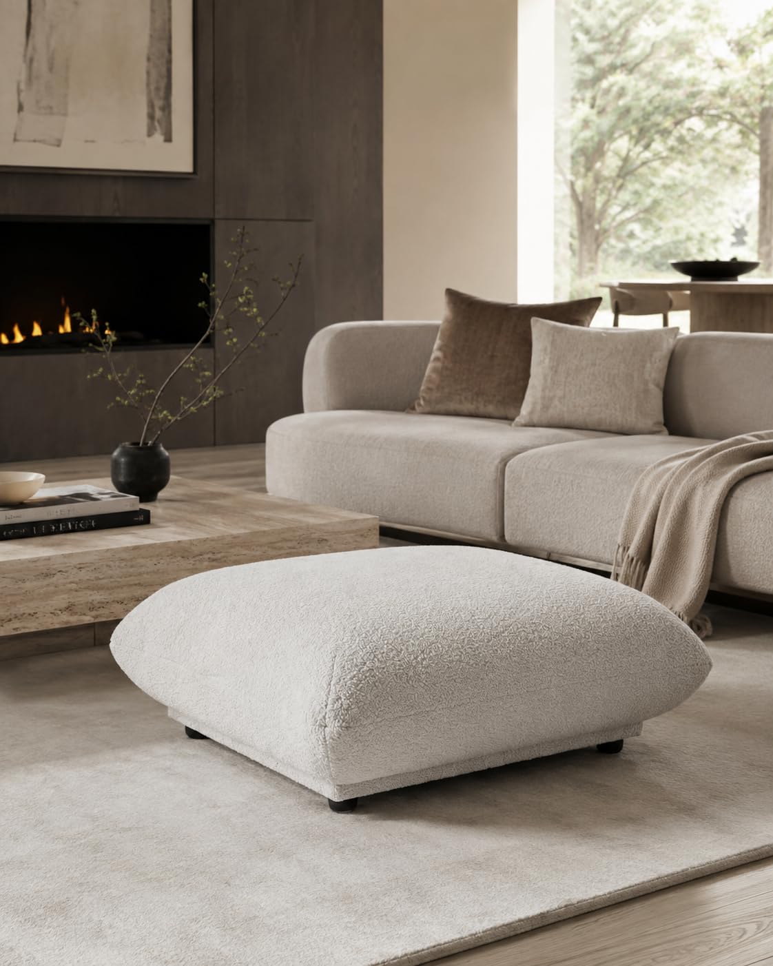 Alannah Light Grey Ottoman 84CM Width x 35CM Height