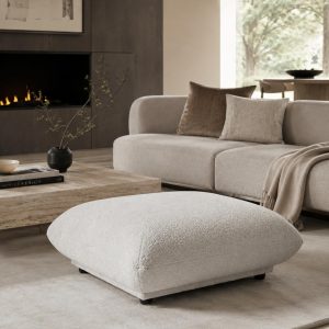 Alannah Light Grey Ottoman 74CM Width x 35CM Height