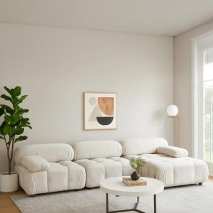 Nuvola Off White 3 Seater L-Shape Sofa Right Facing