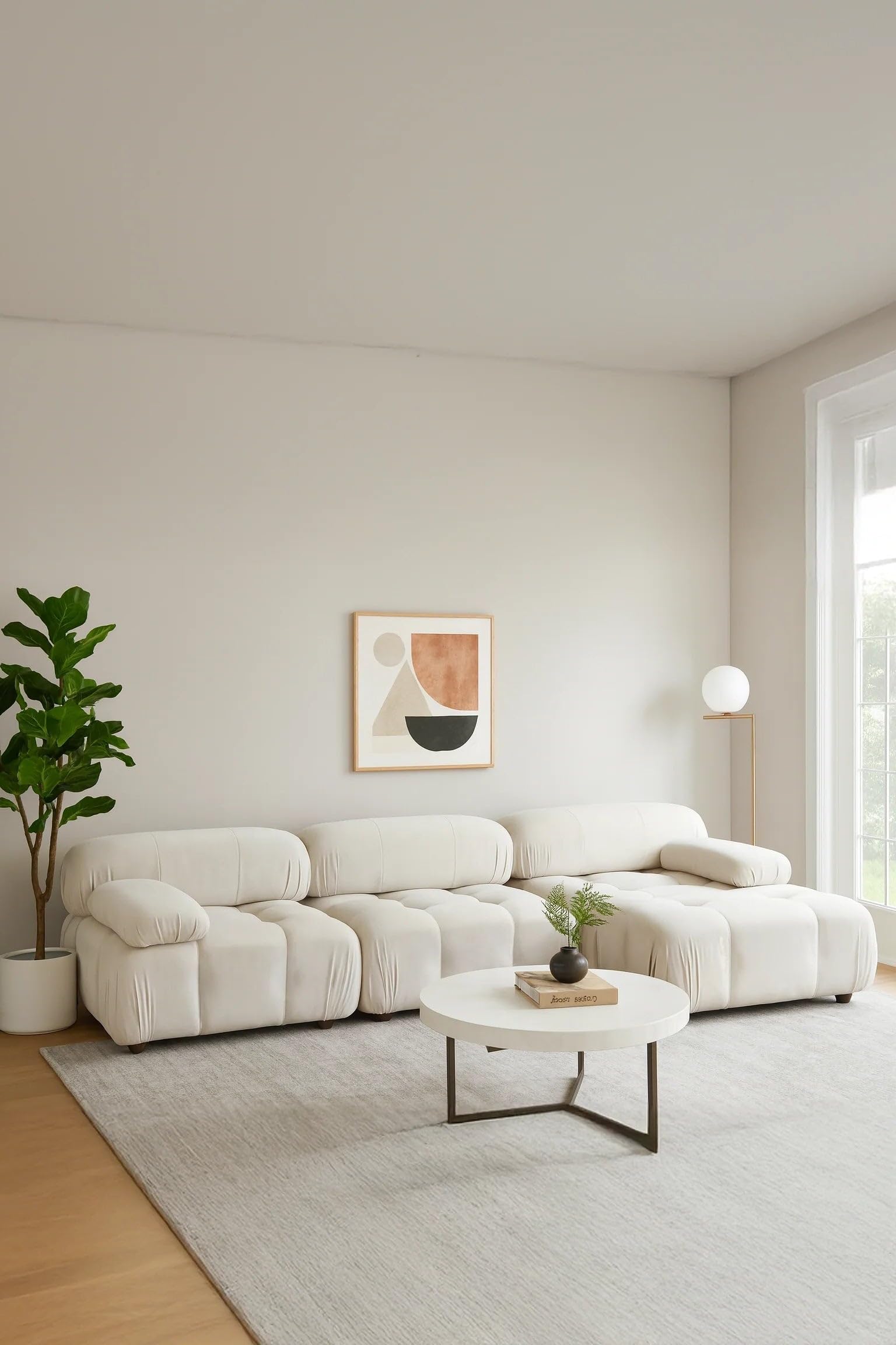 Nuvola Off White 3 Seater L-Shape Sofa Right Facing