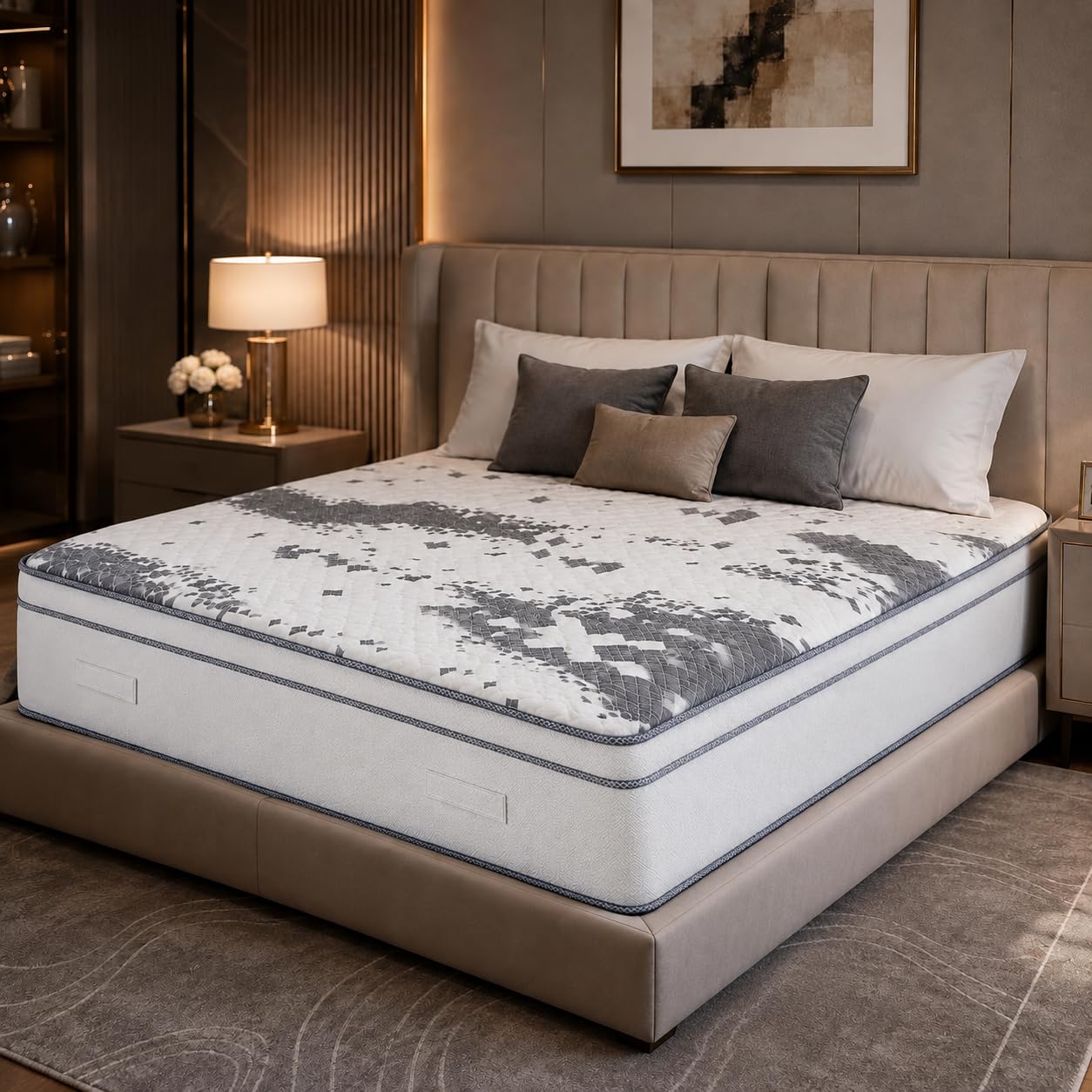 Marbella Chelsea Memory Foam Pocket Spring Mattress, Hybrid Bed Mattress with Pressure Relief, Motion Isolation, Breathable Quilted Cover & Medium-Soft Hotel Comfort, King (200x180)