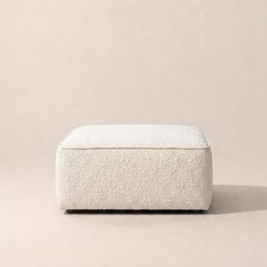 Aysun Off White Boucle Ottoman