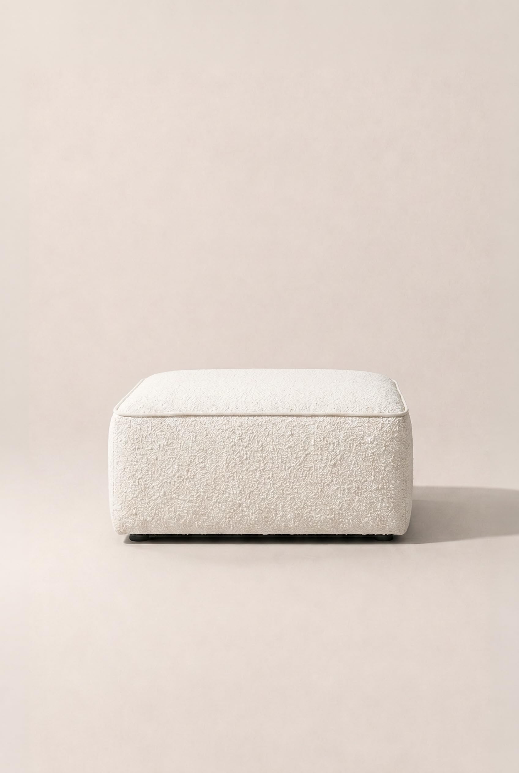 Aysun Off White Boucle Ottoman