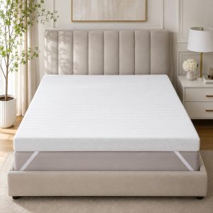 Home Mart Outlet 8 cm Luxury Gel-Infused Memory Foam Mattress Topper, King 180 × 200 cm, Cooling Ventilated Foam, Breathable Cover, Anti-Slip Base and Elastic Straps