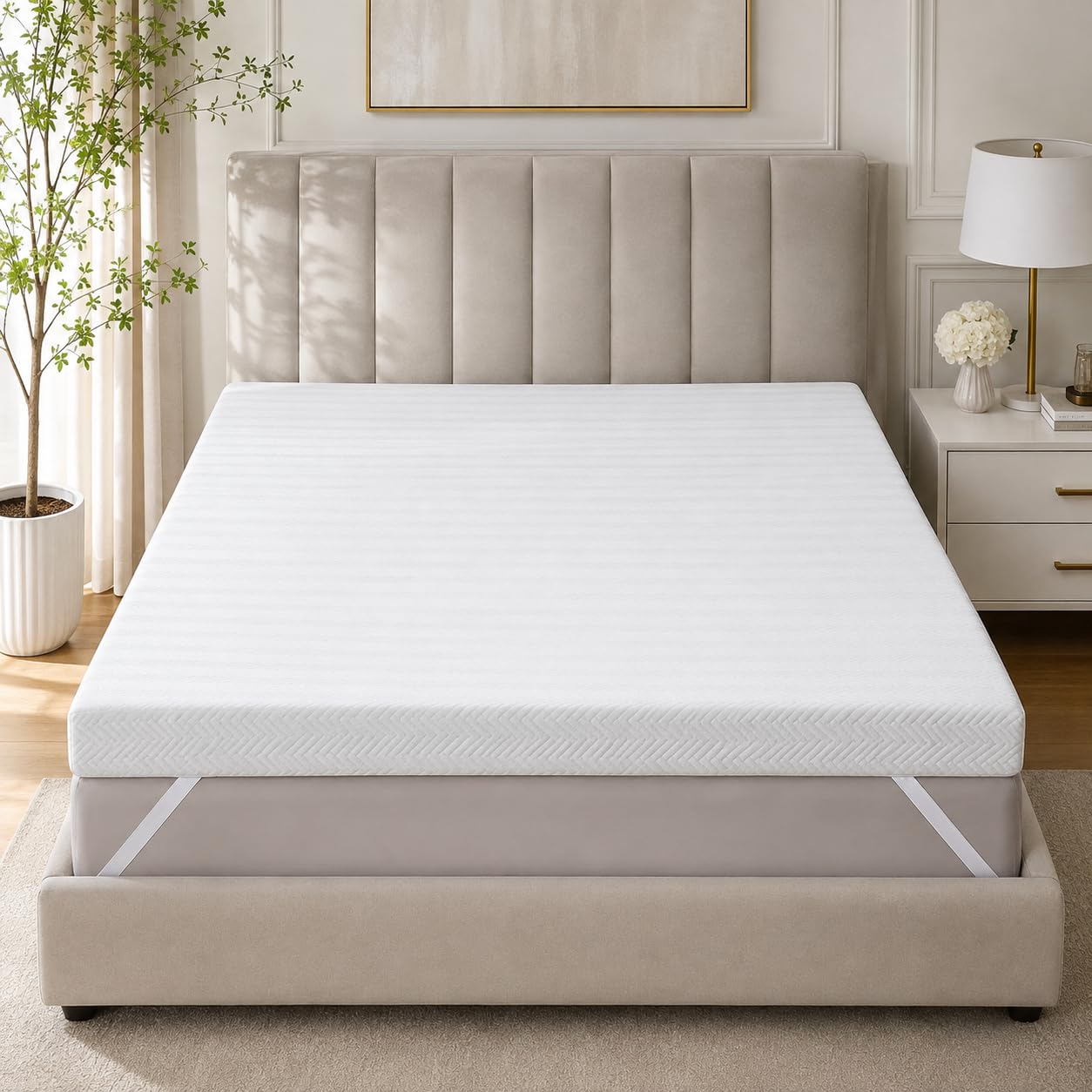 Home Mart Outlet 8 cm Luxury Gel-Infused Memory Foam Mattress Topper, Twin 90 × 200 cm, Cooling Ventilated Foam, Breathable Cover, Anti-Slip Base and Elastic Straps