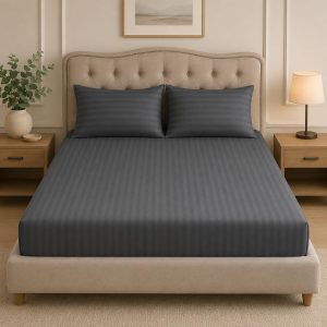 Microfiber Fitted Sheet Set, King 180 x 200 cm, Soft Brushed Polyester Bed Sheet with Elasticated Fit, Breathable Easy Care Bedding, Smooth Comfortable Bottom Sheet for Home & Guest Room