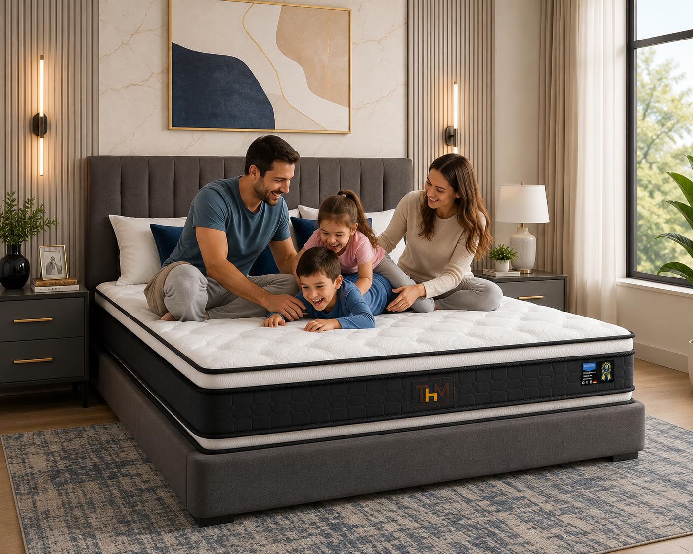 Marbella 30 cm Reversible Hybrid Pocket Spring Mattress with Gel Memory Foam, Medium-Firm, Motion Isolation, Breathable Cover, Twin XL 100 x 200 cm
