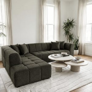 Marisa Olive Wood L-Shape Sofa Left Facing