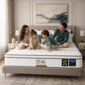 Marbella Hybrid 20 cm Pocket Spring Mattress 200x200 with Memory Foam Gel, Motion Isolation & Pressure Relief – Orthopedic Support for Back Pain Medium Firm Comfort
