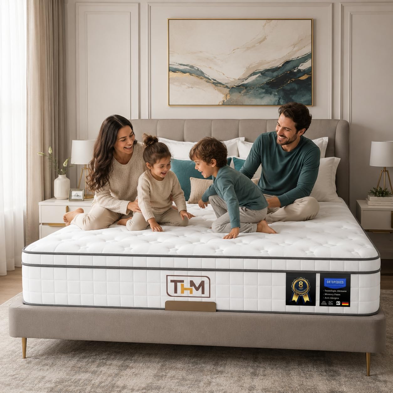 Marbella Hybrid 20 cm Pocket Spring Mattress 200x200 with Memory Foam Gel, Motion Isolation & Pressure Relief – Orthopedic Support for Back Pain Medium Firm Comfort