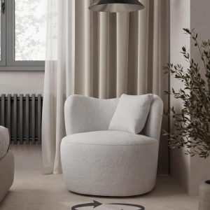 Bronte Ash Grey Boucle Swivel Sofa Chair
