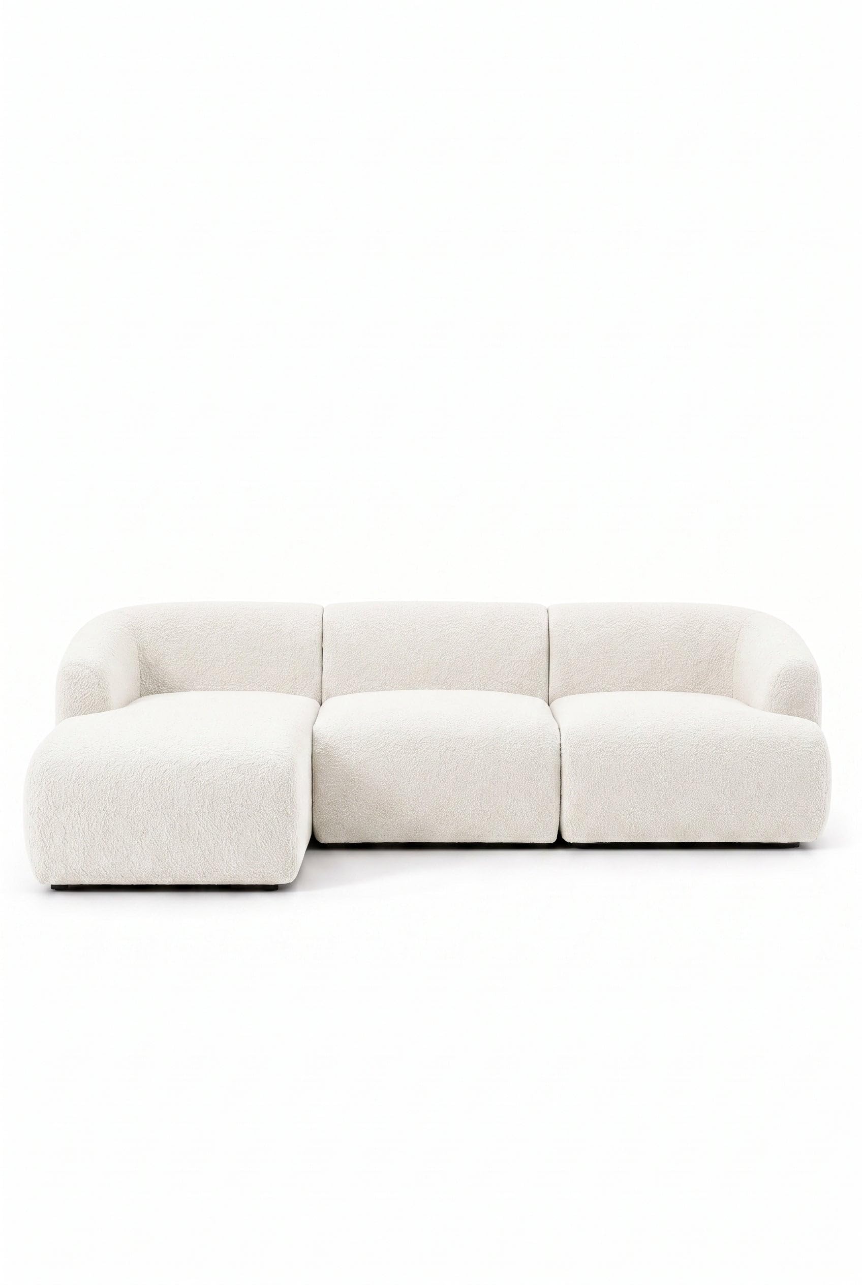 Sorena Off White Boucle 3 Seater Chaise Sofa Right Facing