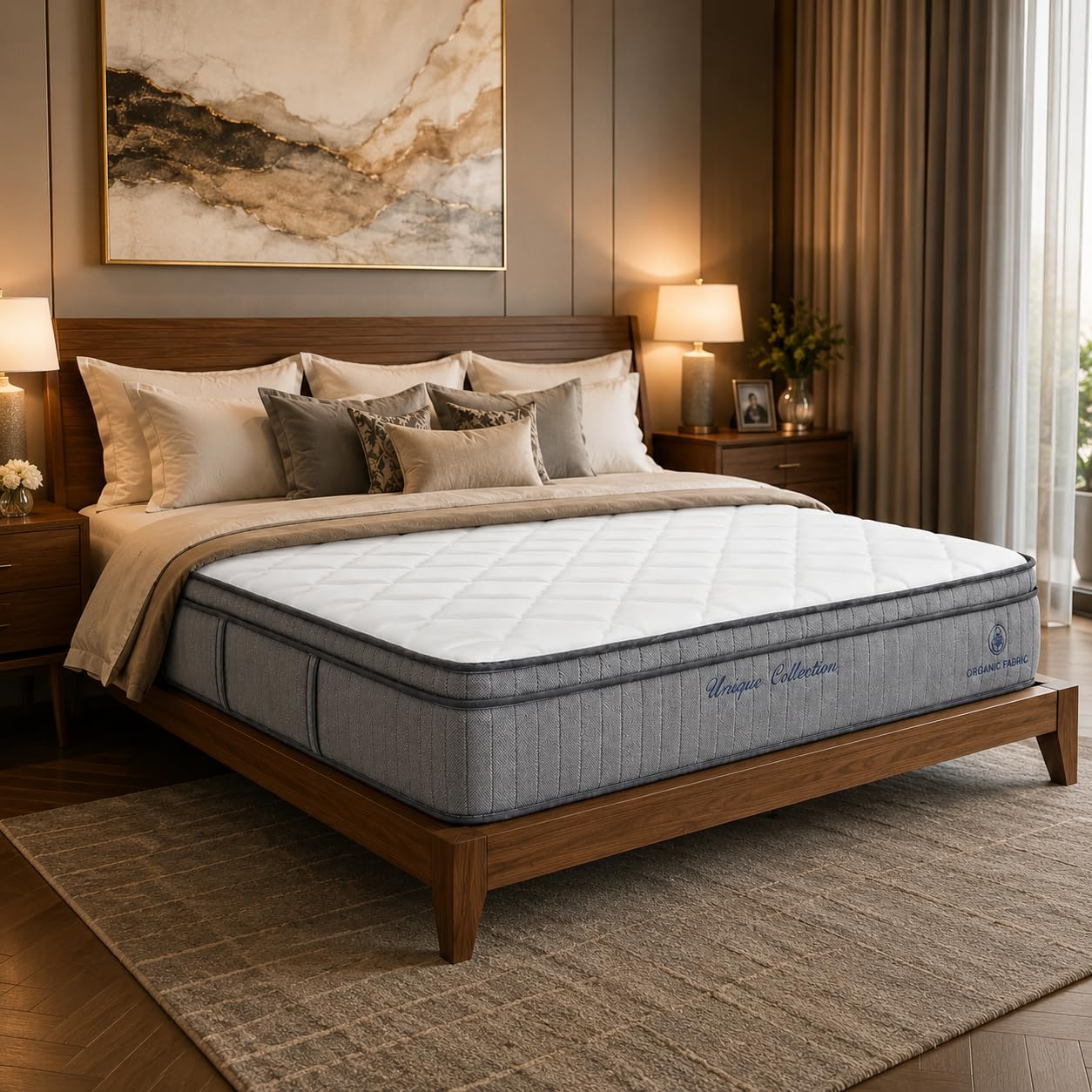 Marbella Organic Heal 27cm Orthopedic Hybrid Mattress, Medium-Firm Pocket Springs, Breathable Fabric, Motion Isolation, Pressure Relief, Spinal Alignment & Back Support, Twin XL (200x100)