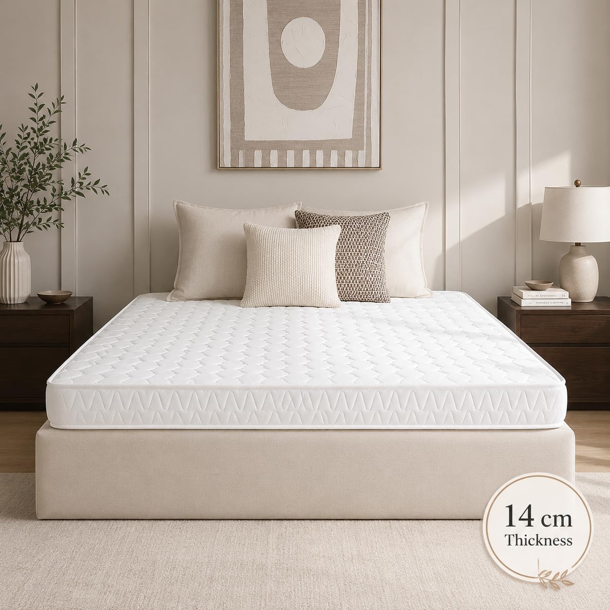 Marbella Ortho Plus 14cm Orthopedic Foam Mattress, High-Density Foam, Firm Support, Quilted Breathable Cover, Even Weight Distribution, Durable Comfort for Home & Guest Room Use, Short King (190x180)