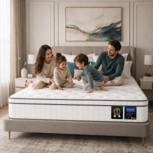 Marbella 20 cm Hybrid Pocket Spring Mattress with Gel Memory Foam, Medium-Firm, Motion Isolation, Breathable Cover, Super King 200 x 200 cm