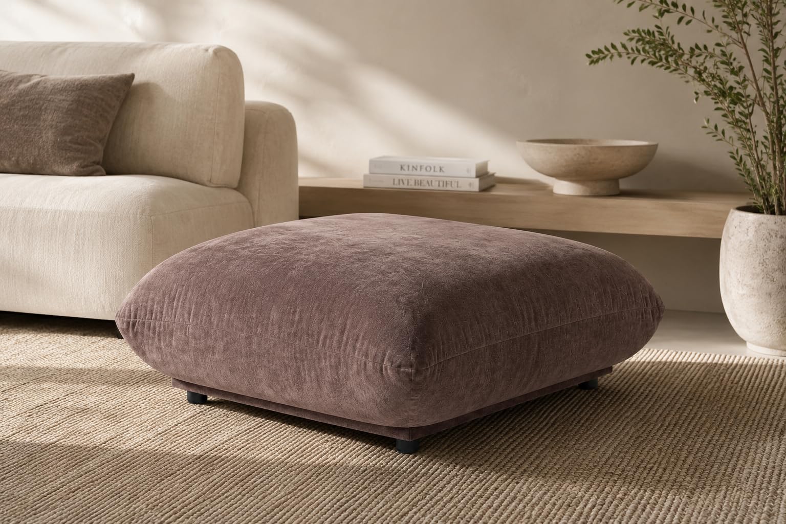 Alannah Cocoa Dust Ottoman 84CM Width x 35CM Height