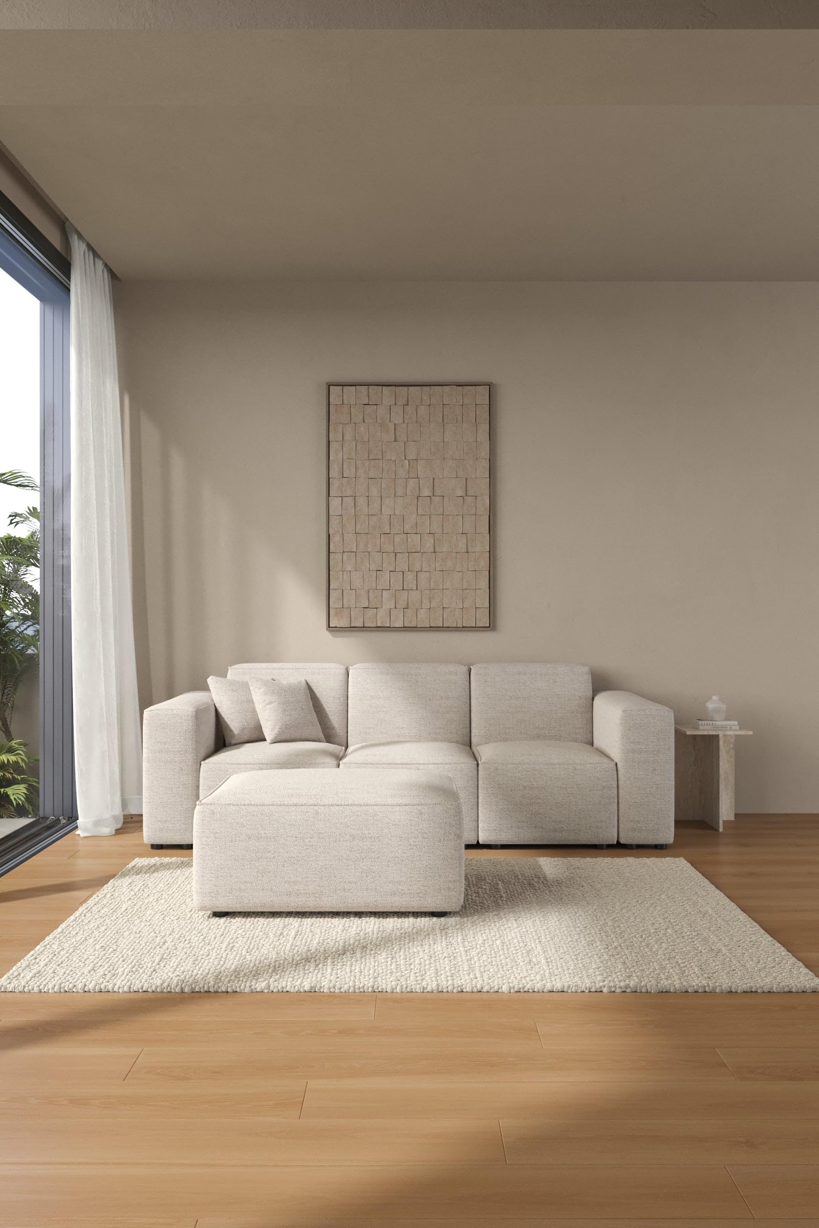 Aysun Oat Cream Modular Sofa with Ottoman