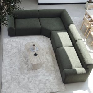 Kallia Olive Wood L Shape Sectional Sofa Left Facing