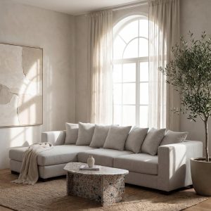 Fiorella Repose Grey 3 Seater L-Shape Sofa Left Facing