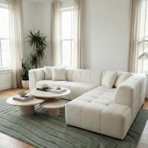 Marisa Stone Ivory L-Shape Sofa Right Facing