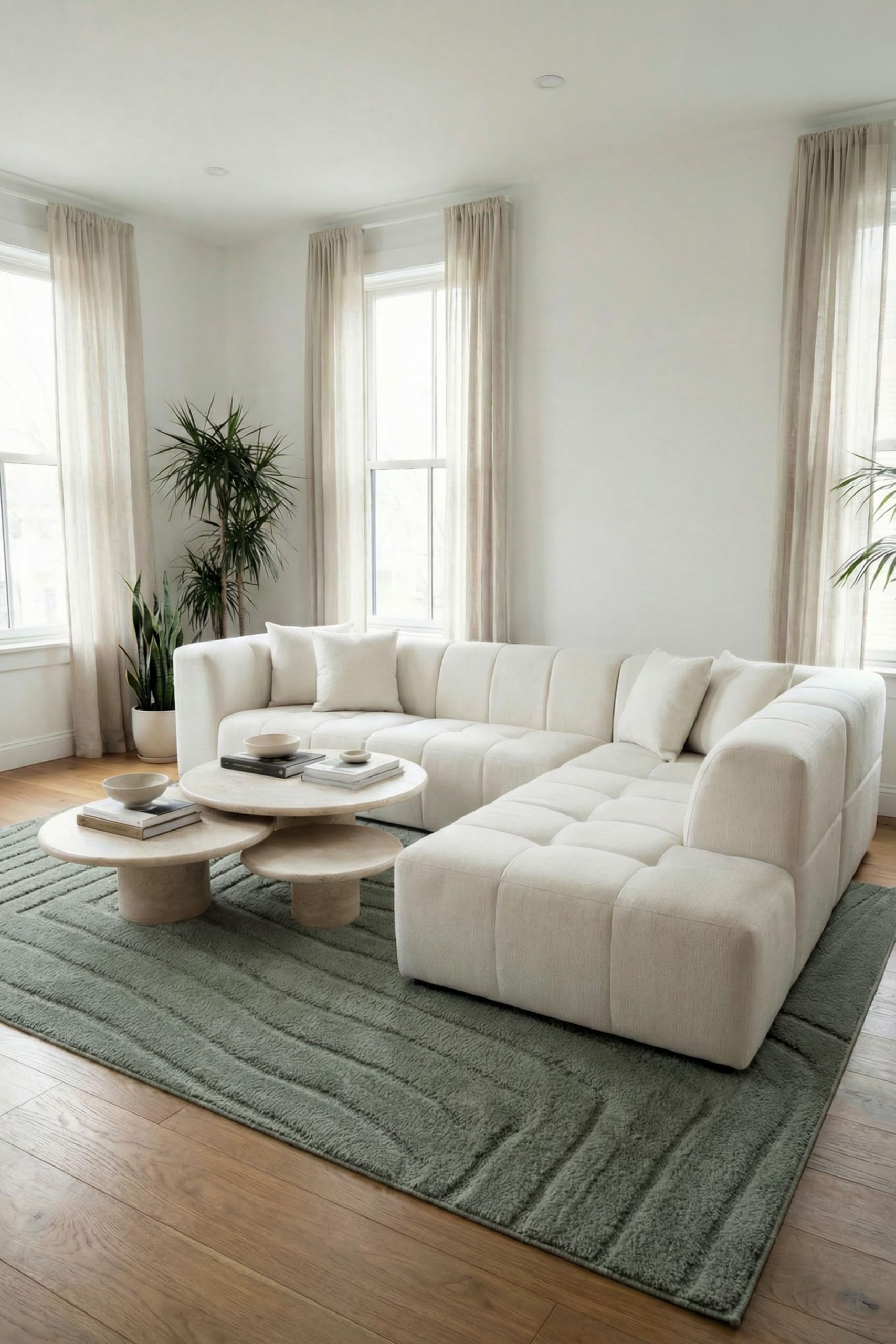 Marisa Stone Ivory L-Shape Sofa Right Facing
