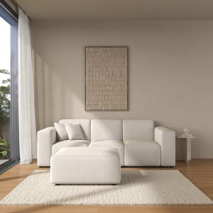 Aysun Stone Ivory Modular Sofa with Ottoman