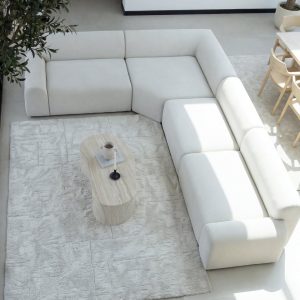 Kallia Ivory L-Shape Sectional Sofa Left Facing