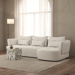 Briella Stone Ivory 3 Seater Sofa With Chaise Right Facing