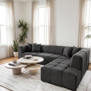 Marisa Charcoal L-Shape Sofa Right Facing