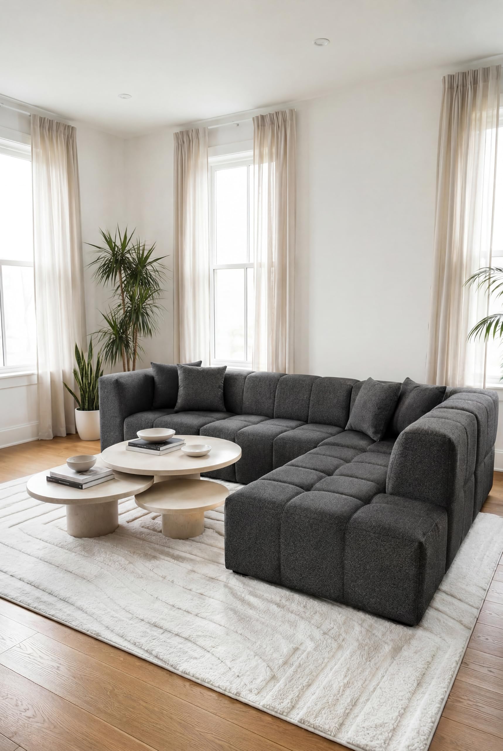 Marisa Charcoal L-Shape Sofa Right Facing