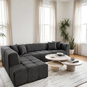 Marisa Charcoal L-Shape Sofa Left Facing