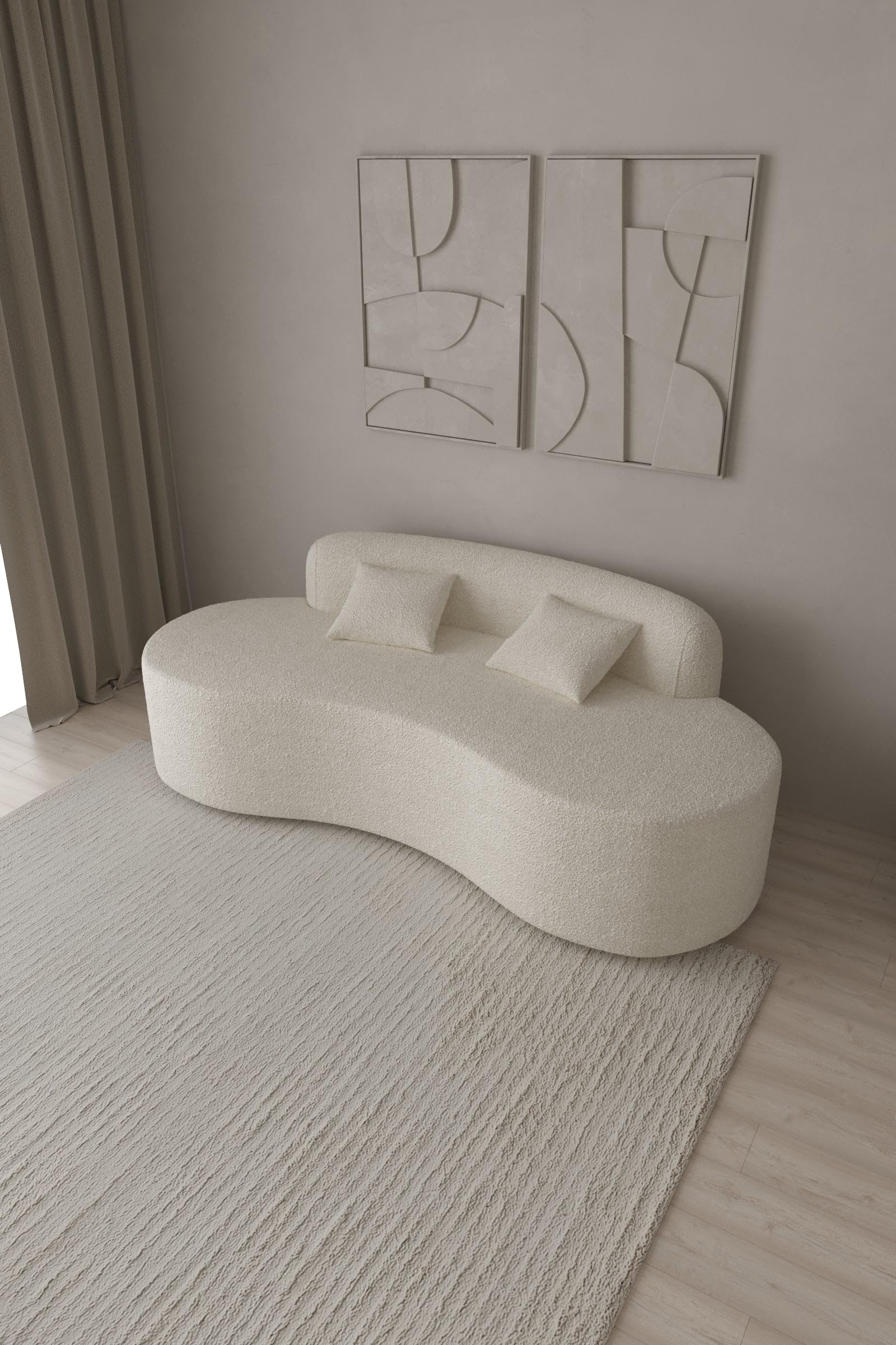Yasma Boucle Curved 2 Seater Sofa